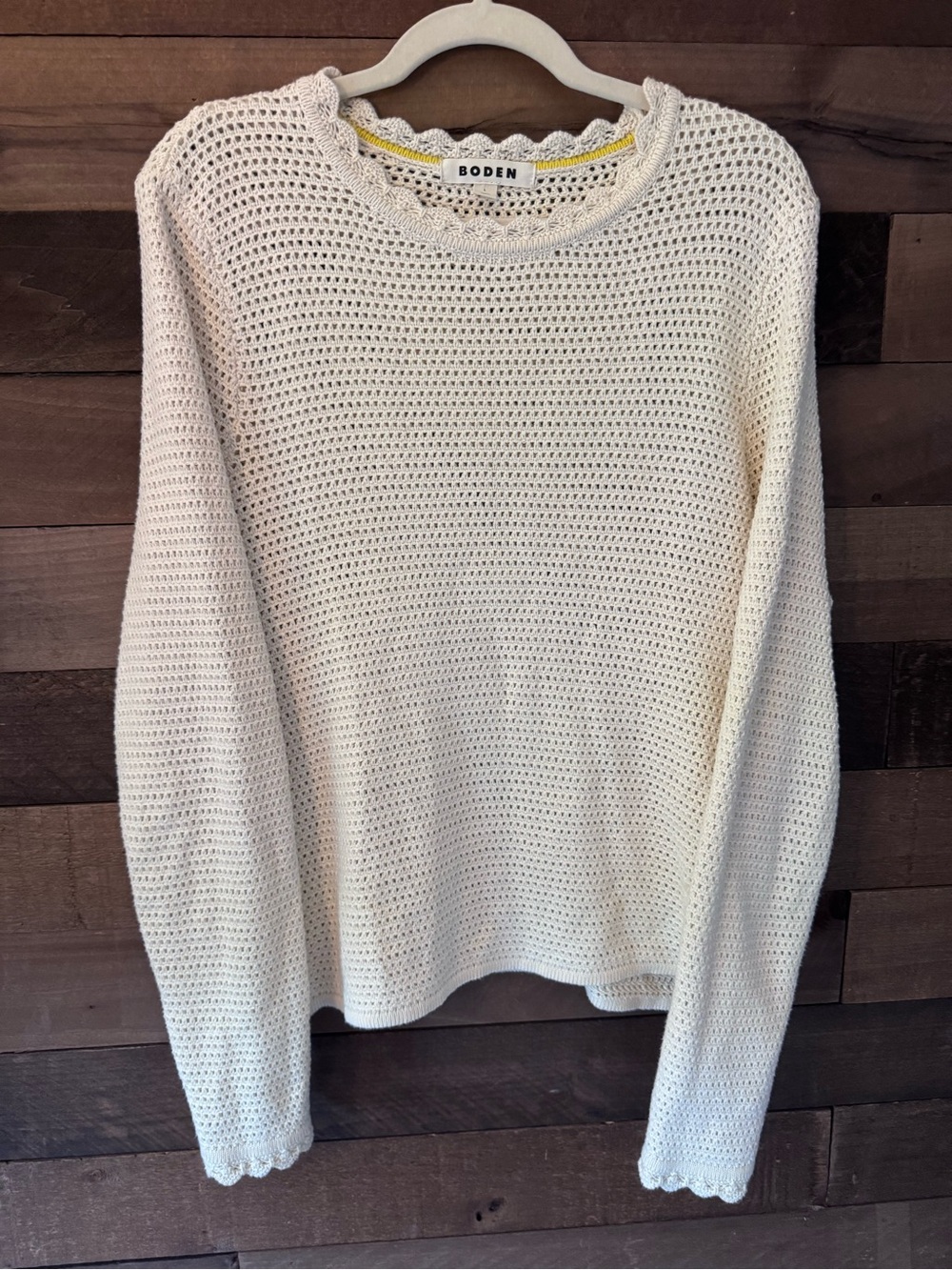 Boden Cream Knit Crewneck Sweater